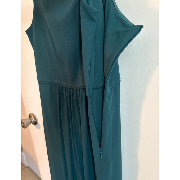 Adrianna Papell Women One Shoulder Hunter Green Maxi Dress Size 14 - Picture 5 of 6